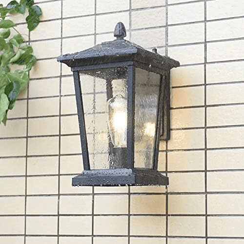 Farmhouse Outdoor Wall Lamp | Waterproof Glass Shade | Aluminum Frame | E27 LED Compatible | Porch & Garden Lighting | 25x37cm