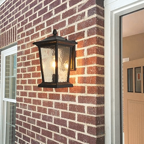 Farmhouse Outdoor Wall Lamp | Waterproof Glass Shade | Aluminum Frame | E27 LED Compatible | Porch & Garden Lighting | 25x37cm
