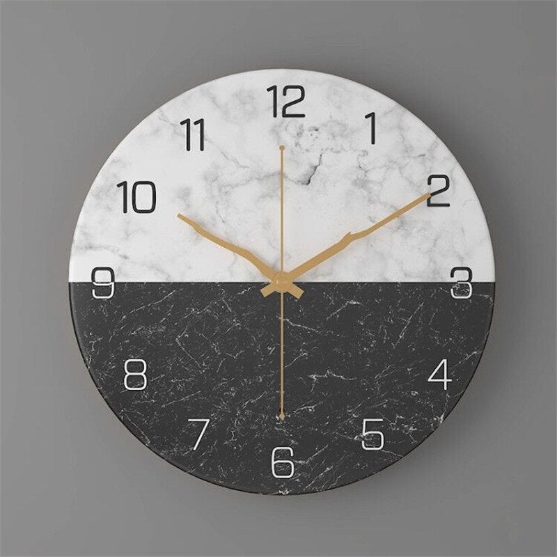Modern Marble Look Wall Clock 30 cm for Living Room Decor | Silent Quartz Movement | Elegant Minimalist Design