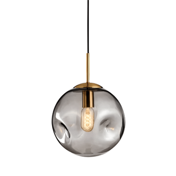 Brass & Glass Pendant Light | Modern Scandinavian Globe Ceiling Lamp | 25cm E27 Gold Glass Lighting | Hallway Bedroom Dining Room Decor