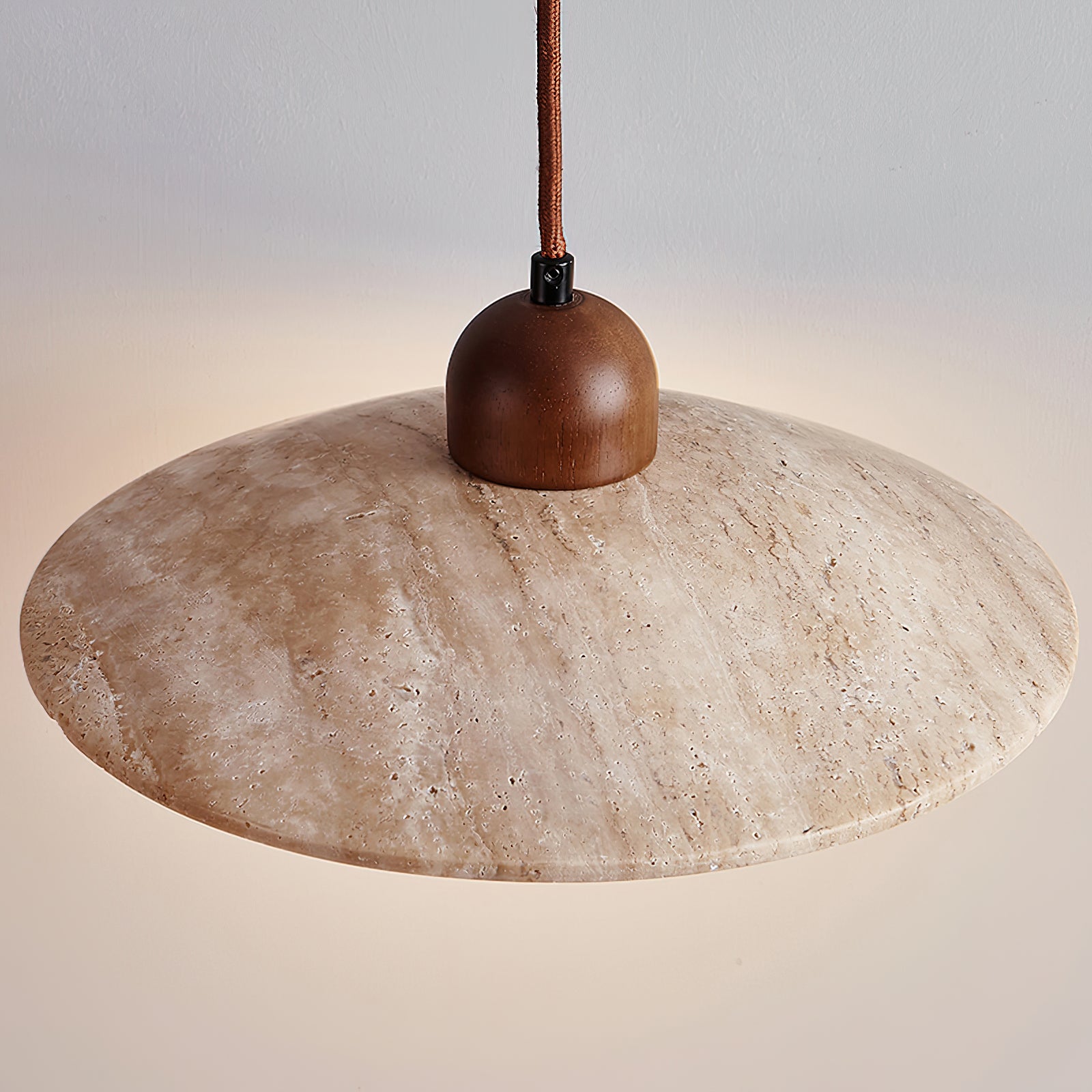 Brio Pendant Lamp | Travertine & Glass Ceiling Light | Rustic Modern Hanging Lamp 25cm | G9 LED/Incandescent | Living Room Bedroom Dining Room