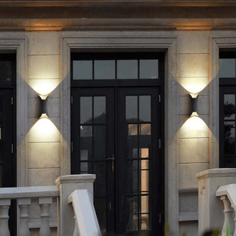 Outdoor Waterproof LED Wall Lamp Aluminum Up Down Light Fixture | Modern Dual Beam Design | Multiple Watt Options | Patio Porch Facade Lighting