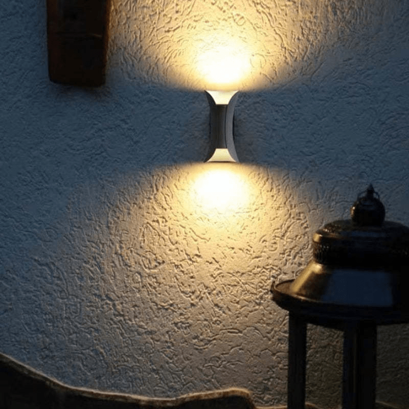 Outdoor Waterproof LED Wall Lamp Aluminum Up Down Light Fixture | Modern Dual Beam Design | Multiple Watt Options | Patio Porch Facade Lighting