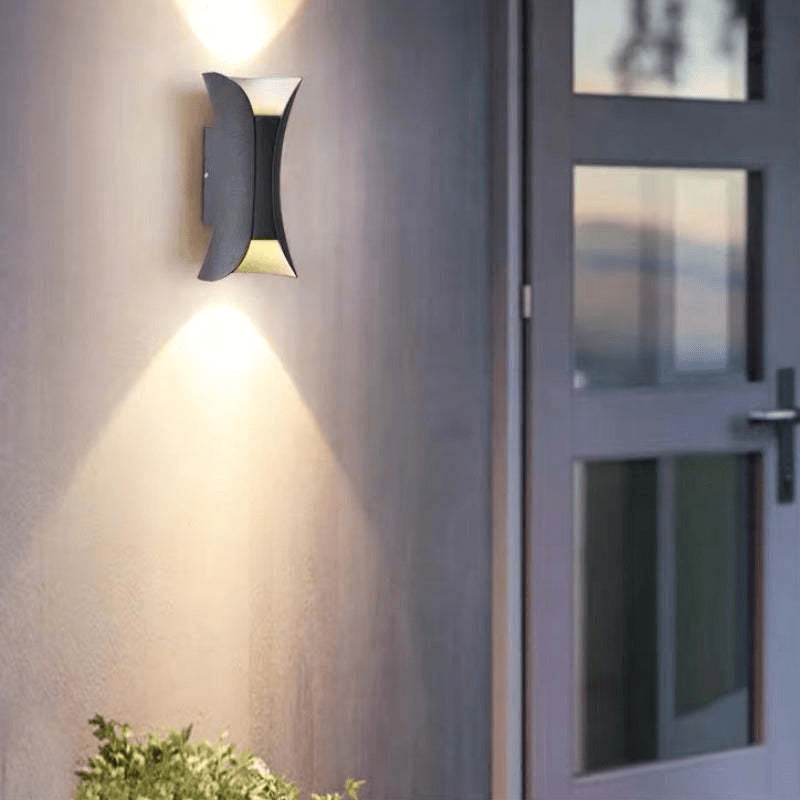 Outdoor Waterproof LED Wall Lamp Aluminum Up Down Light Fixture | Modern Dual Beam Design | Multiple Watt Options | Patio Porch Facade Lighting
