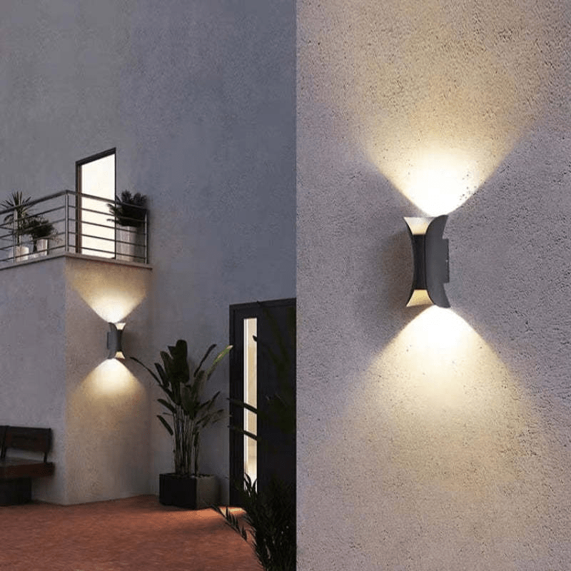 Outdoor Waterproof LED Wall Lamp Aluminum Up Down Light Fixture | Modern Dual Beam Design | Multiple Watt Options | Patio Porch Facade Lighting