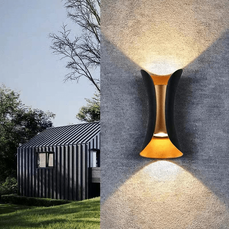 Outdoor Waterproof LED Wall Lamp Aluminum Up Down Light Fixture | Modern Dual Beam Design | Multiple Watt Options | Patio Porch Facade Lighting