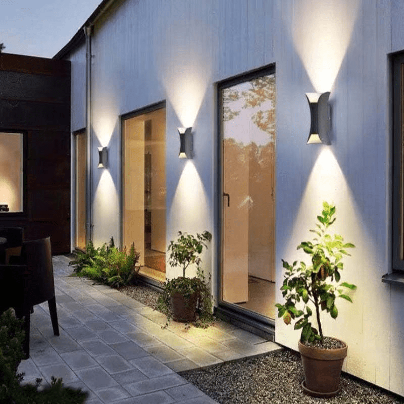 Outdoor Waterproof LED Wall Lamp Aluminum Up Down Light Fixture | Modern Dual Beam Design | Multiple Watt Options | Patio Porch Facade Lighting
