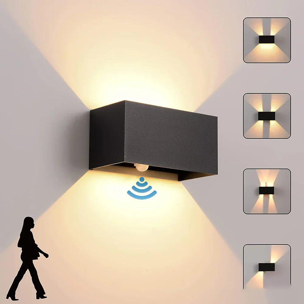Numina Outdoor Wall Lamp with Motion Sensor | LED IP65 Waterproof Security Light | Modern Black