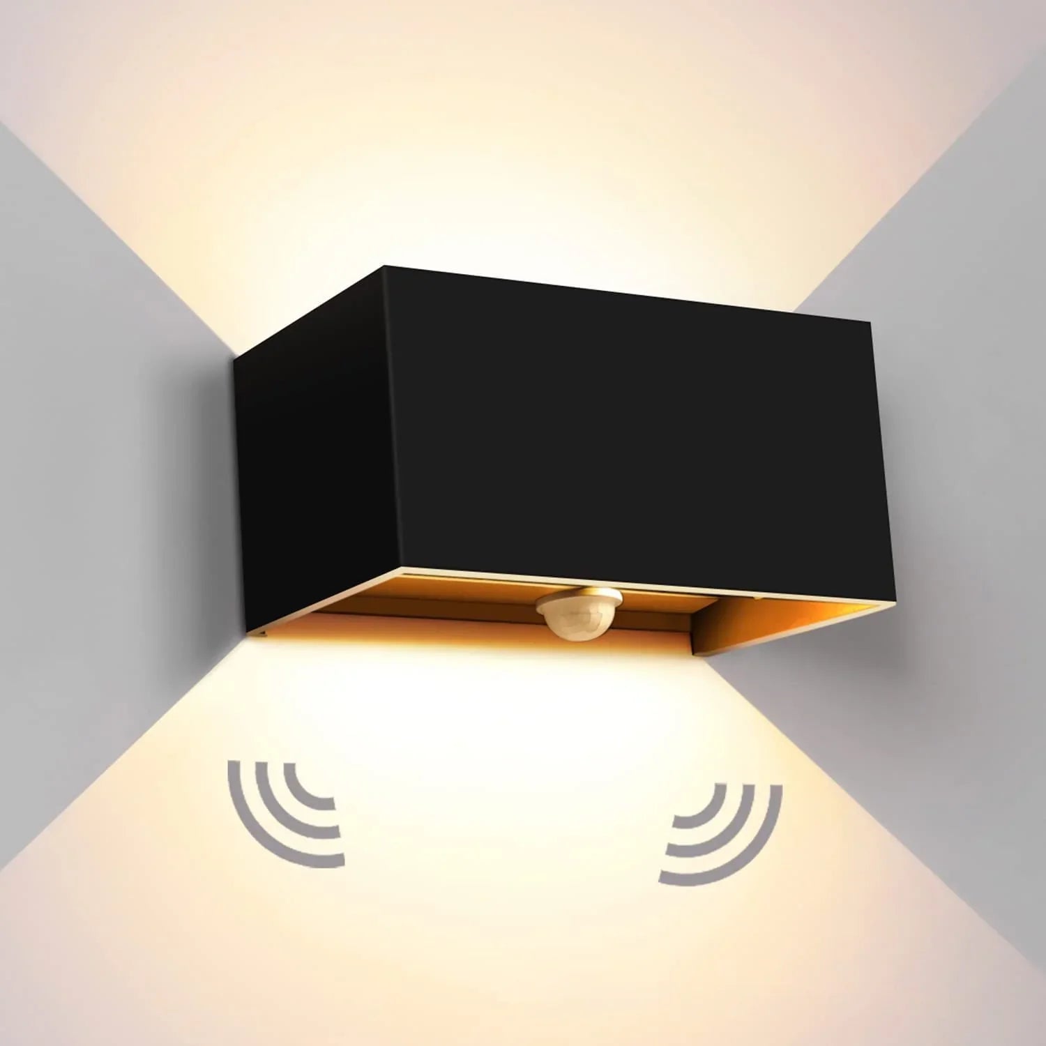 Numina Outdoor Wall Lamp with Motion Sensor | LED IP65 Waterproof Security Light | Modern Black