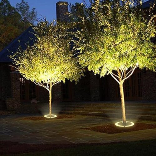 Outdoor Tree Spotlight LED Ground Light for Garden Landscaping | Warm White Ambient Lighting | Aluminum Glass Design | Pathway Patio Accent