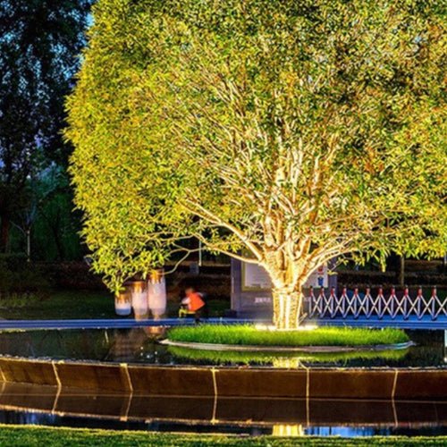 Outdoor Tree Spotlight LED Ground Light for Garden Landscaping | Warm White Ambient Lighting | Aluminum Glass Design | Pathway Patio Accent