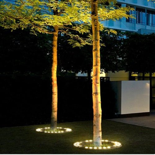 Outdoor Tree Spotlight LED Ground Light for Garden Landscaping | Warm White Ambient Lighting | Aluminum Glass Design | Pathway Patio Accent