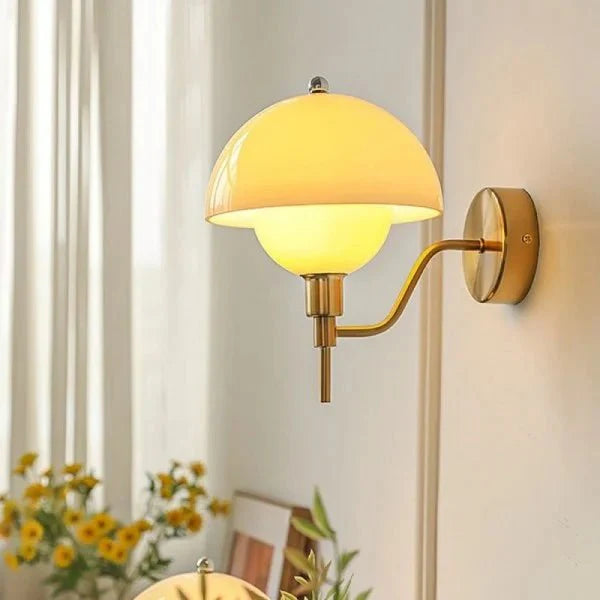 Cream Mushroom Wall Lamp Modern Scandinavian Wall Light | Glass Design | G9 Fixture | Warm Ambient Indoor Lighting