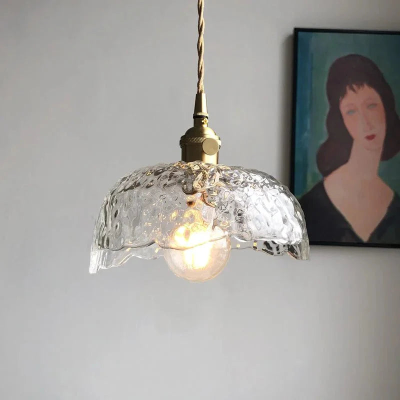 Irregular Glass Pendant Lamp | Brass & Glass Design | E27 Socket | Modern Decorative Hanging Light | Indoor Ceiling Lighting