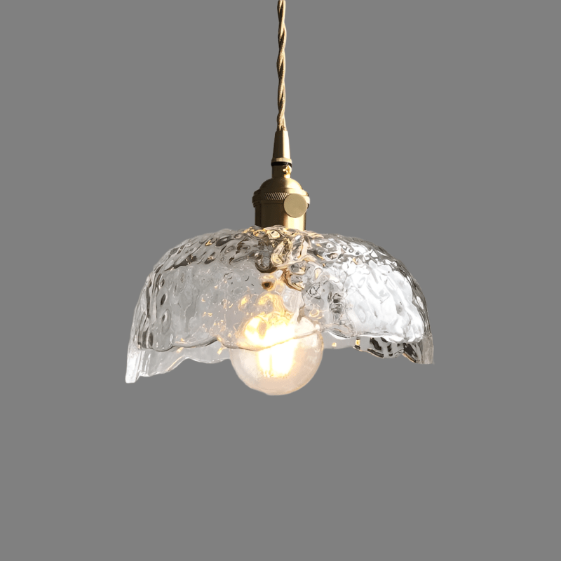 Irregular Glass Pendant Lamp | Brass & Glass Design | E27 Socket | Modern Decorative Hanging Light | Indoor Ceiling Lighting