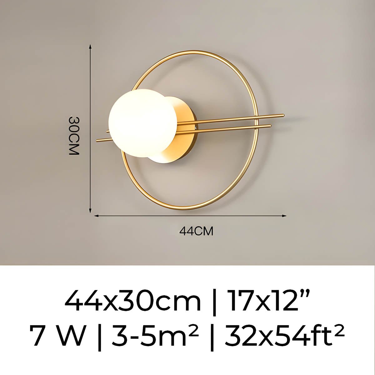 Modern Glass Wall Lamp for Bedroom & Living Room | Iron Frame Design | 7W LED | 3–5m² Coverage | Non-Dimmable AC Lighting