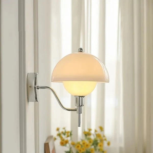 Cream Mushroom Wall Lamp Modern Scandinavian Wall Light | Glass Design | G9 Fixture | Warm Ambient Indoor Lighting