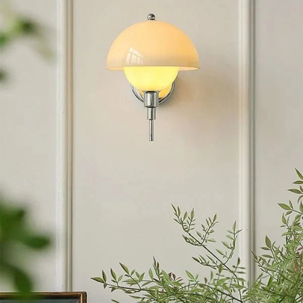 Cream Mushroom Wall Lamp Modern Scandinavian Wall Light | Glass Design | G9 Fixture | Warm Ambient Indoor Lighting