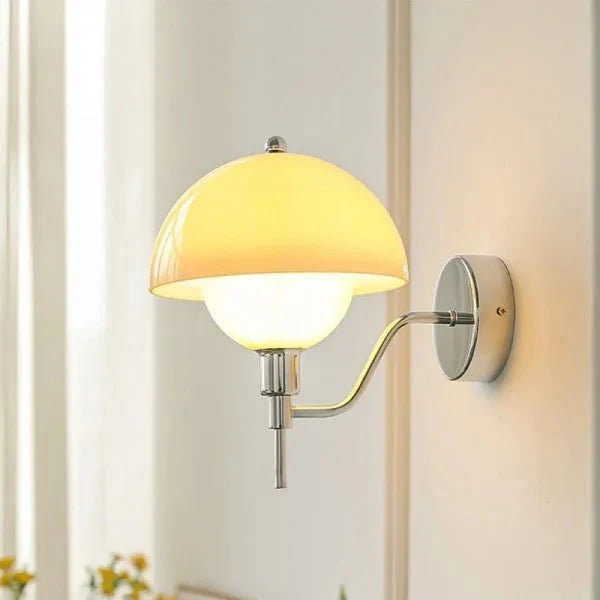 Cream Mushroom Wall Lamp Modern Scandinavian Wall Light | Glass Design | G9 Fixture | Warm Ambient Indoor Lighting