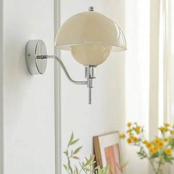Cream Mushroom Wall Lamp Modern Scandinavian Wall Light | Glass Design | G9 Fixture | Warm Ambient Indoor Lighting