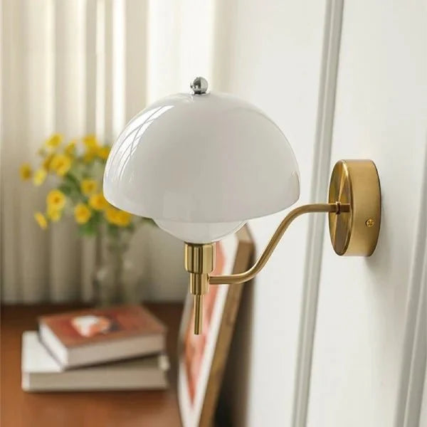 Cream Mushroom Wall Lamp Modern Scandinavian Wall Light | Glass Design | G9 Fixture | Warm Ambient Indoor Lighting