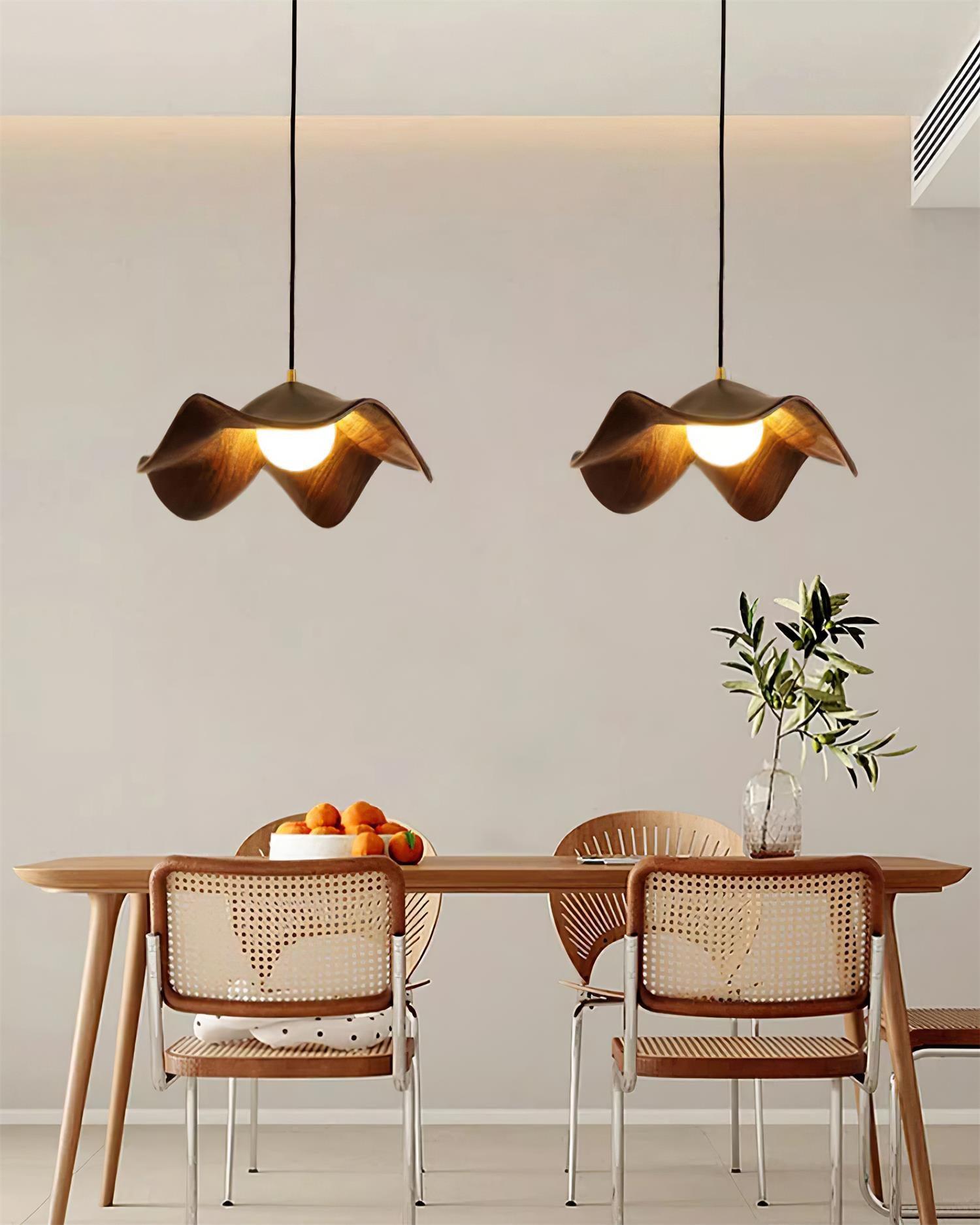 Casia Unique Pendant Lamp | Lotus Leaf-Inspired Metal & Resin Ceiling Light | G9 LED 5W | Artistic Water-Transfer Design | Adjustable Hanging Height