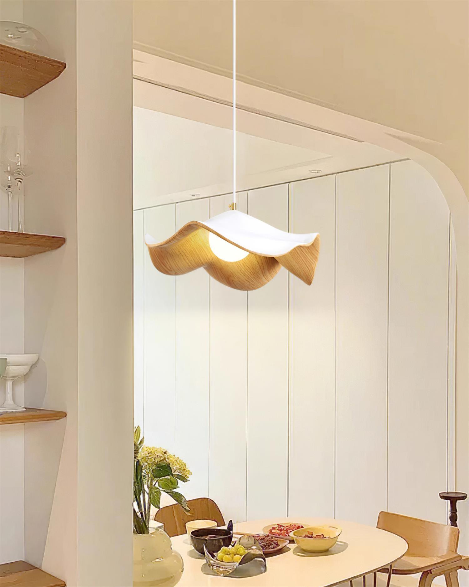 Casia Unique Pendant Lamp | Lotus Leaf-Inspired Metal & Resin Ceiling Light | G9 LED 5W | Artistic Water-Transfer Design | Adjustable Hanging Height