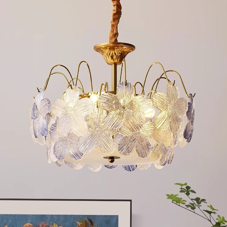 Vintage flower chandelier made of stained glass for the living room