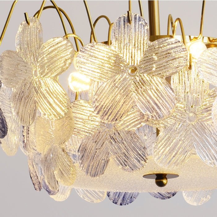 Vintage flower chandelier made of stained glass for the living room