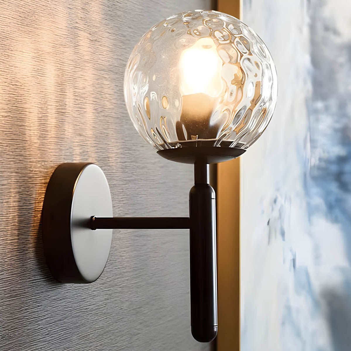 Vintage Glass Globe Wall Lamp Clair Mid-Century Design | E27 LED Compatible | Glass & Iron | Indoor Decorative Lighting