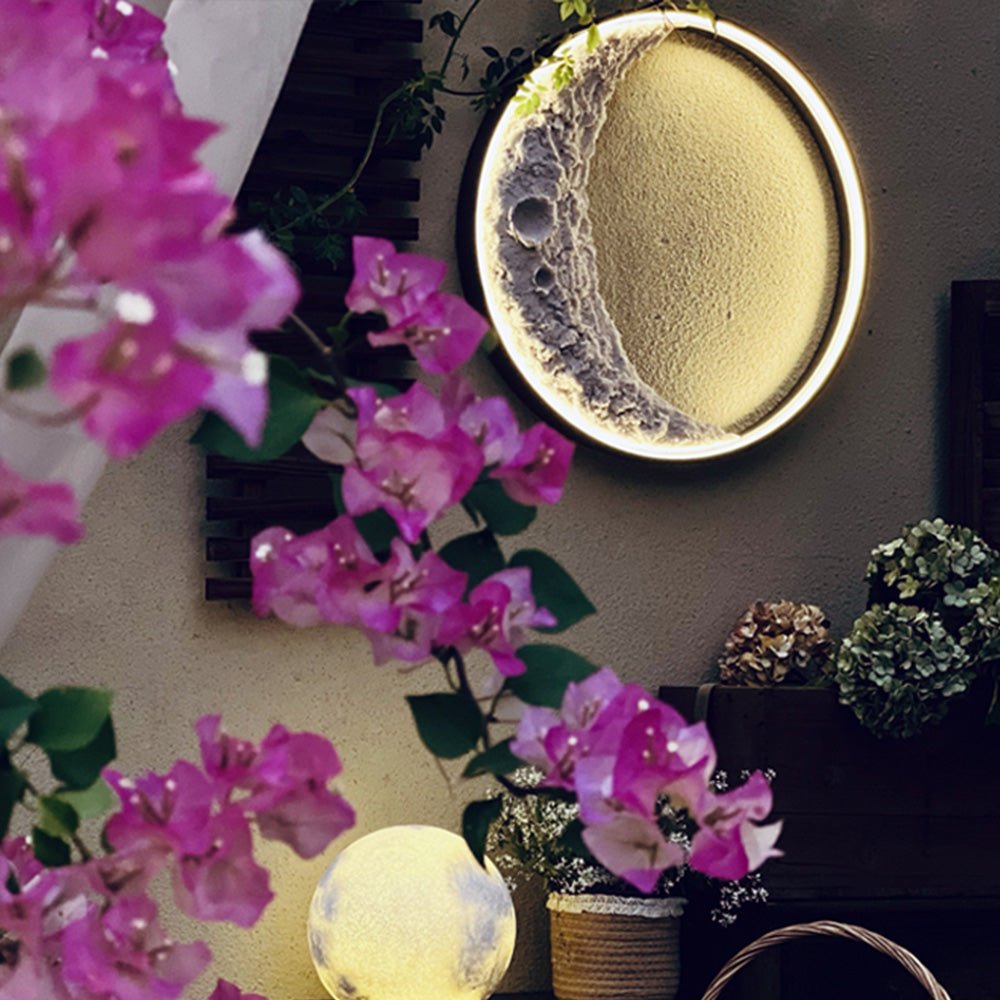 3D Moon Wall Lamp | Crescent LED Night Light | Aluminum & Resin Decorative Wall Light | Bedroom Living Room