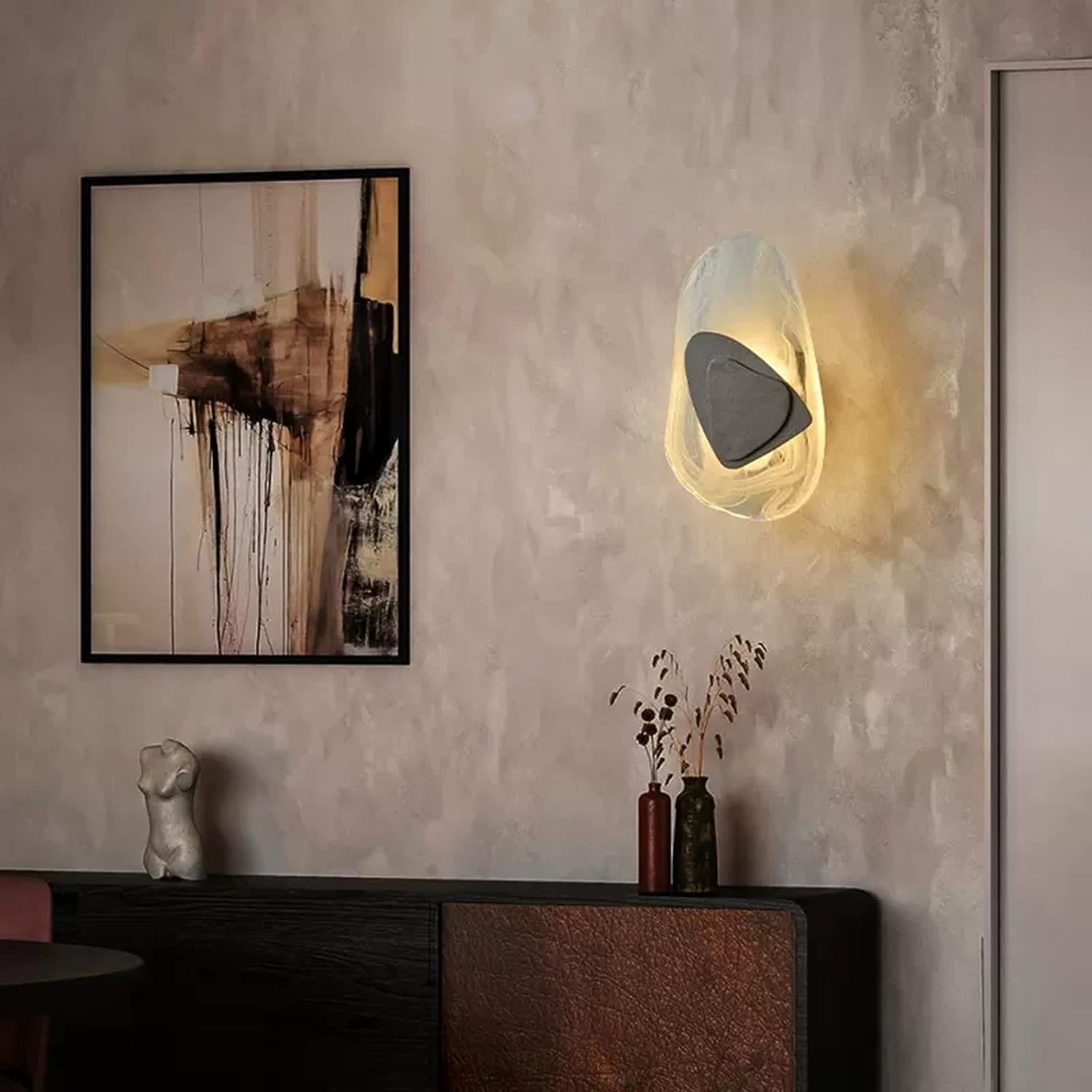 Modern Glass LED Wall Lamp Minimalist Design | Brushed Metal & Handmade Glass | 110–240V | Indoor Ambient Lighting