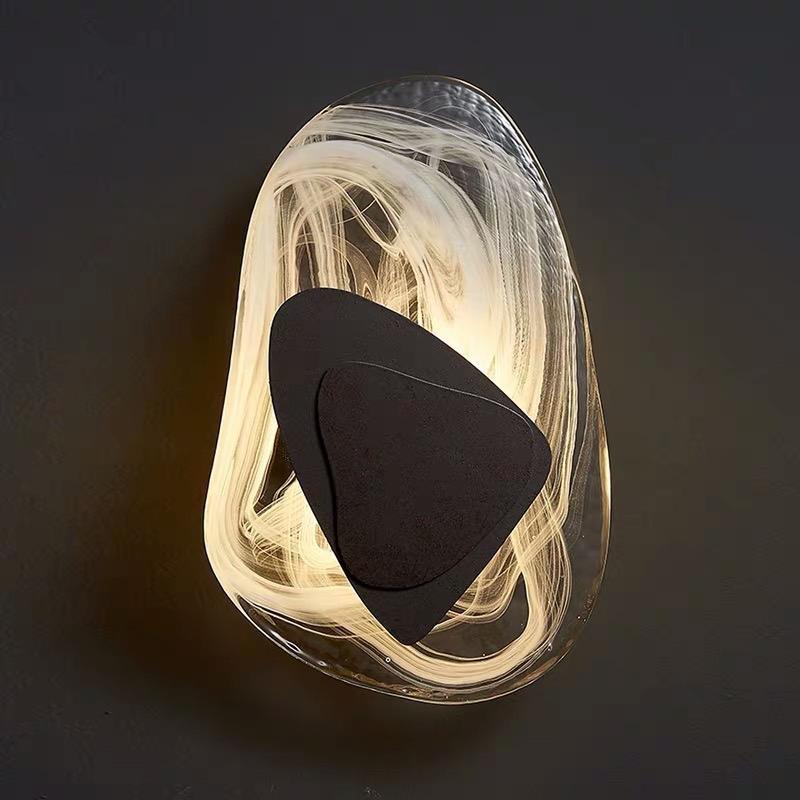 Modern Glass LED Wall Lamp Minimalist Design | Brushed Metal & Handmade Glass | 110–240V | Indoor Ambient Lighting