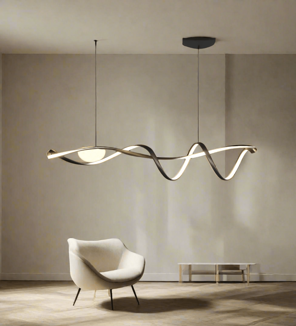 Modern Black LED Pendant Lamp Linear Minimalist Design | Integrated LED Included | Aluminum | 116cm Contemporary Lighting