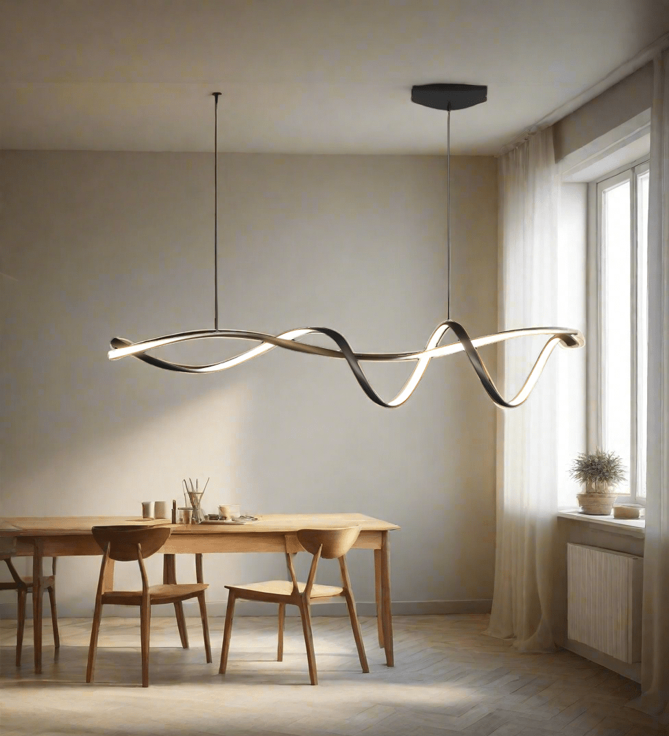 Modern Black LED Pendant Lamp Linear Minimalist Design | Integrated LED Included | Aluminum | 116cm Contemporary Lighting