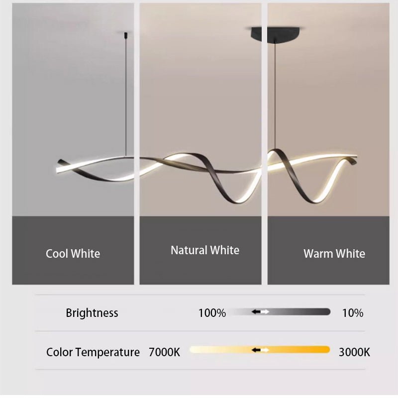 Modern Black LED Pendant Lamp Linear Minimalist Design | Integrated LED Included | Aluminum | 116cm Contemporary Lighting
