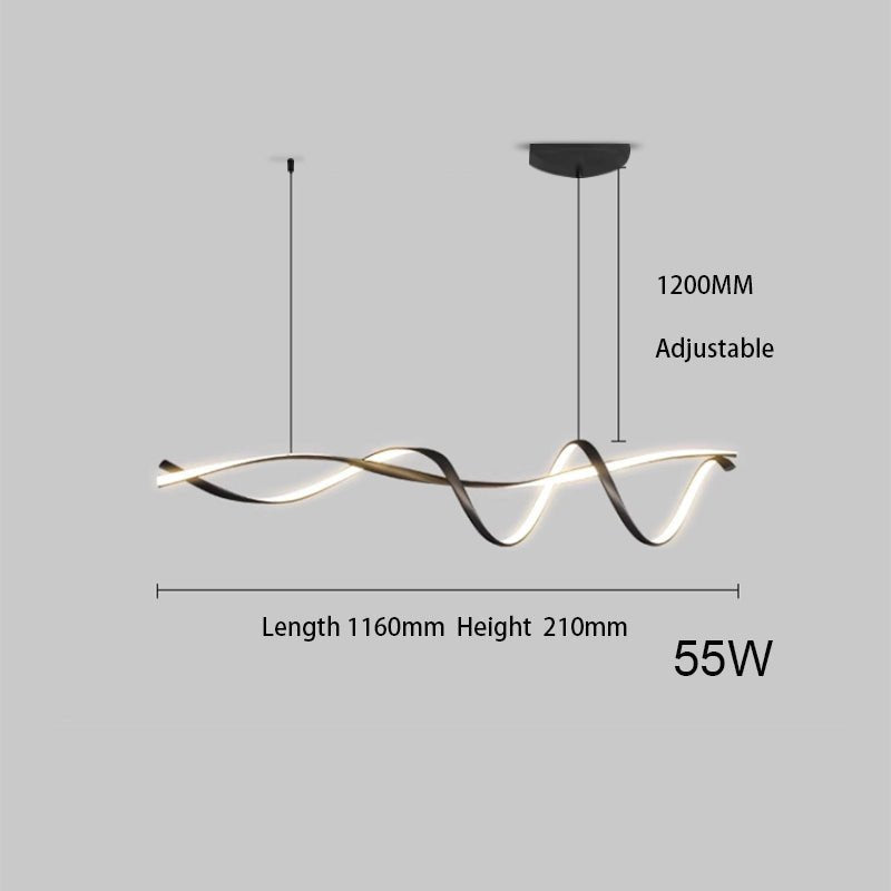 Modern Black LED Pendant Lamp Linear Minimalist Design | Integrated LED Included | Aluminum | 116cm Contemporary Lighting
