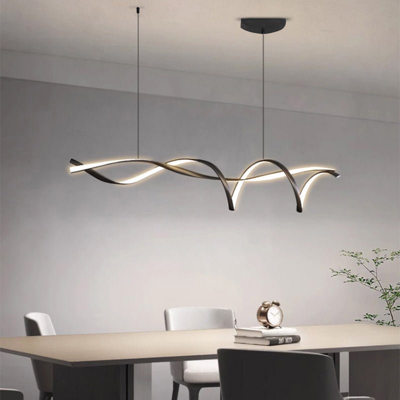 Modern Black LED Pendant Lamp Linear Minimalist Design | Integrated LED Included | Aluminum | 116cm Contemporary Lighting