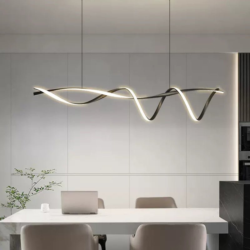 Modern Black LED Pendant Lamp Linear Minimalist Design | Integrated LED Included | Aluminum | 116cm Contemporary Lighting