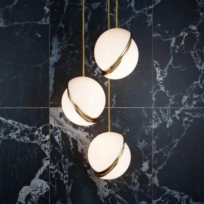 Golden Pendant Lamp Lumaglo Crescent Design | Acrylic Brass Finish | E27 Socket | Elegant Ceiling Lighting for Bedroom Living Room