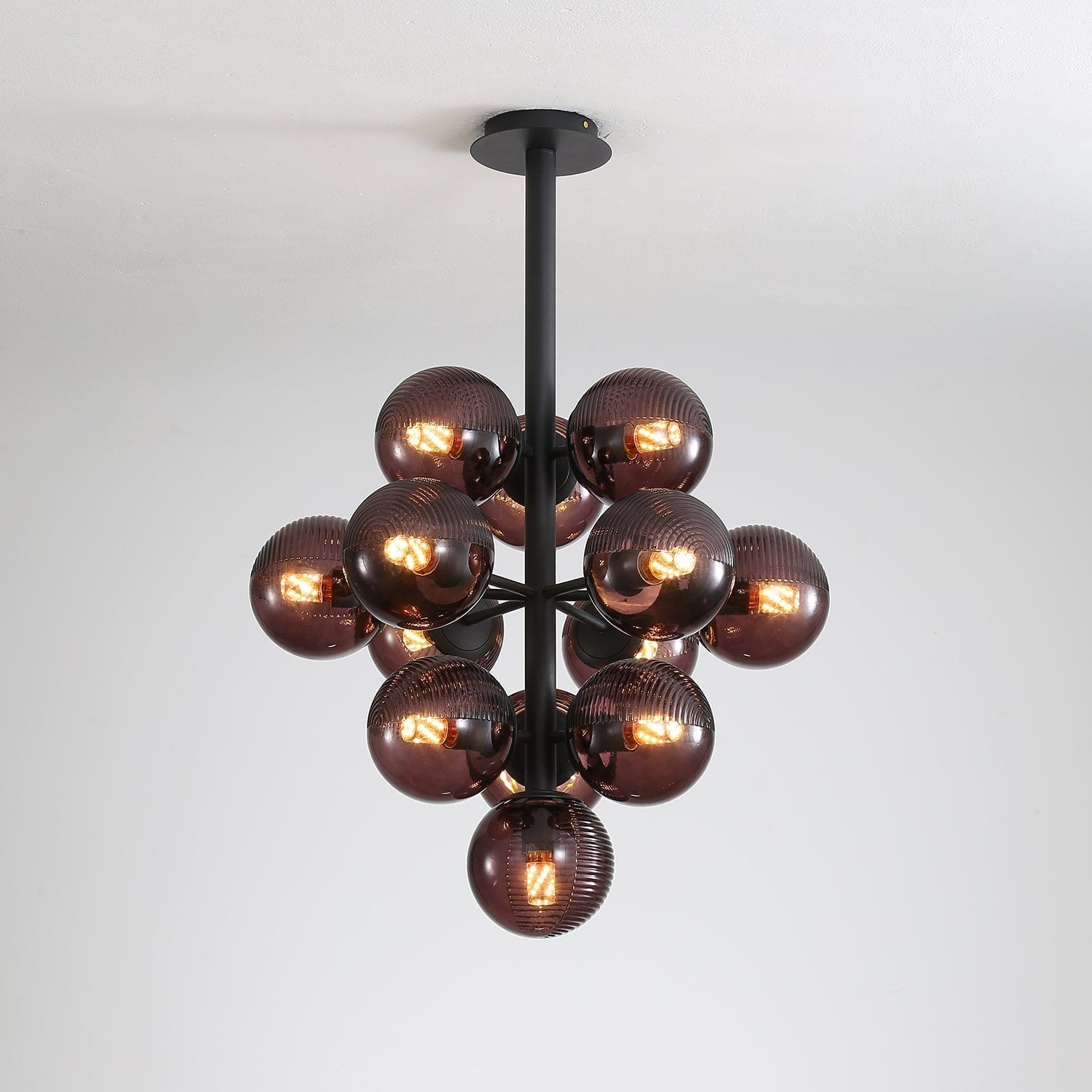 Grape Pendant Lamp Black Glass Cluster Ceiling Light | Decorative Sculptural Design | G9 LED Compatible | Statement Indoor Lighting