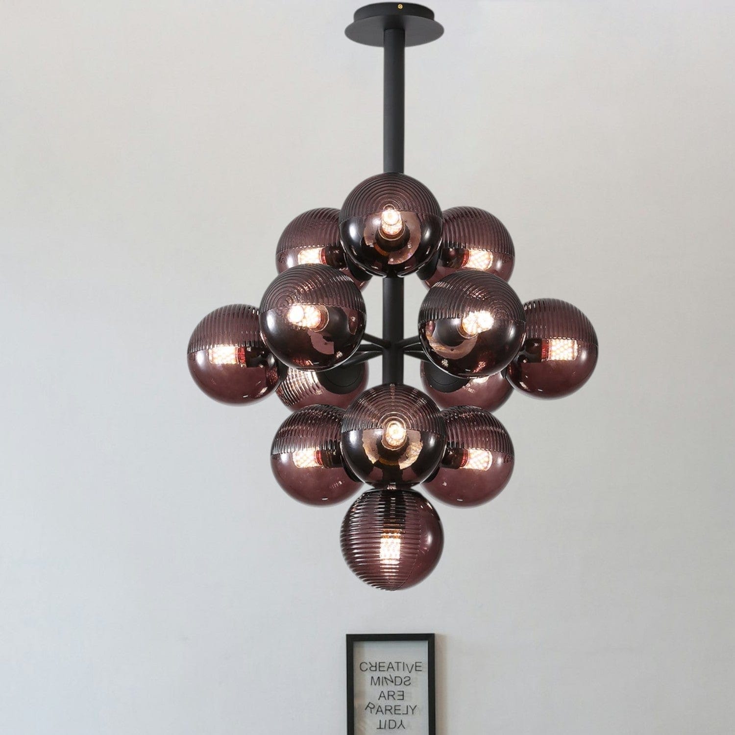 Grape Pendant Lamp Black Glass Cluster Ceiling Light | Decorative Sculptural Design | G9 LED Compatible | Statement Indoor Lighting