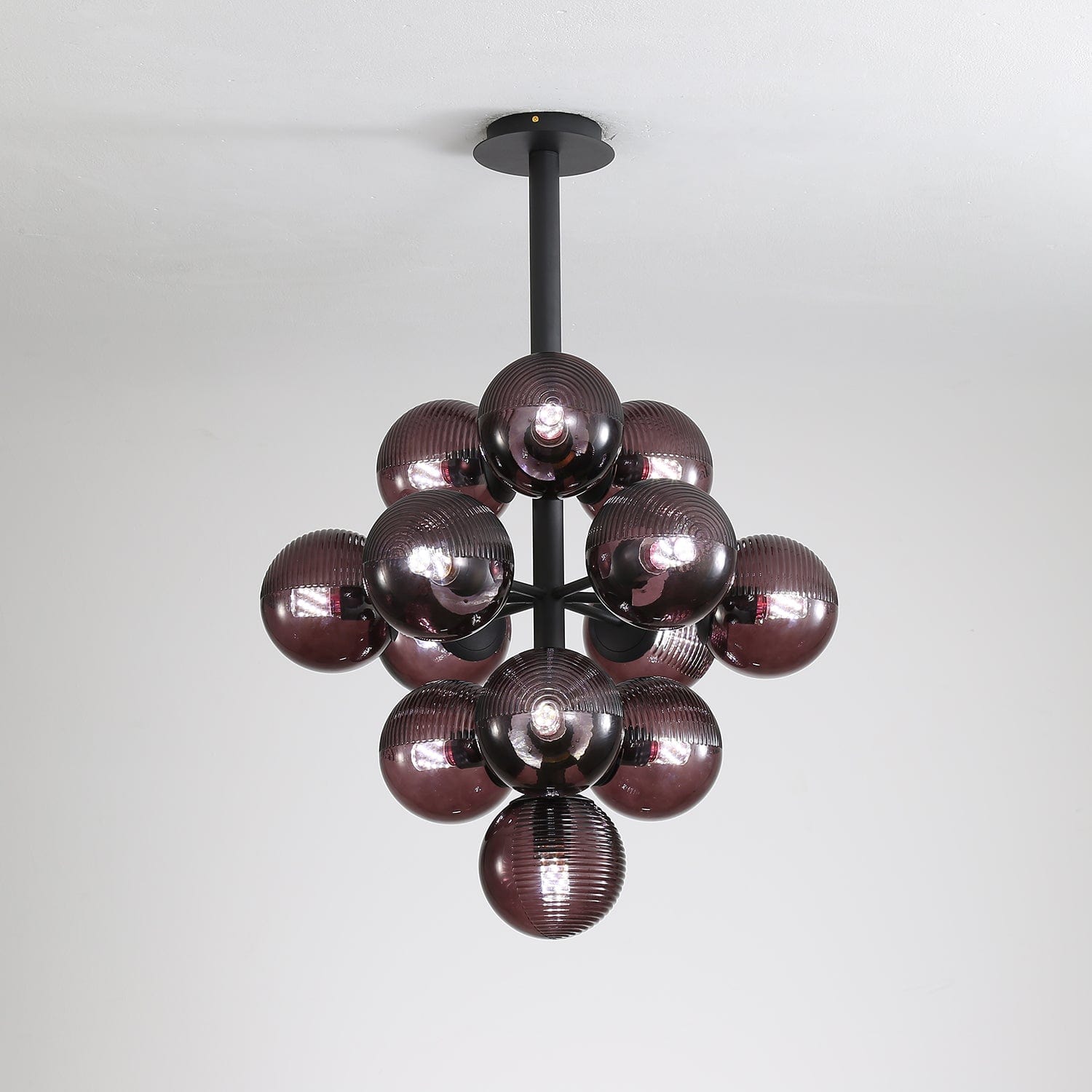Grape Pendant Lamp Black Glass Cluster Ceiling Light | Decorative Sculptural Design | G9 LED Compatible | Statement Indoor Lighting