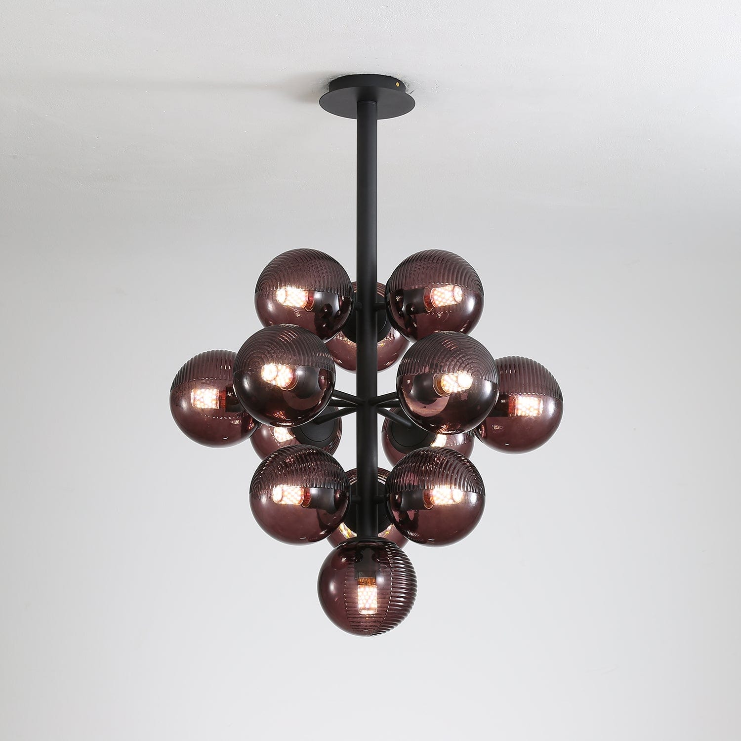 Grape Pendant Lamp Black Glass Cluster Ceiling Light | Decorative Sculptural Design | G9 LED Compatible | Statement Indoor Lighting
