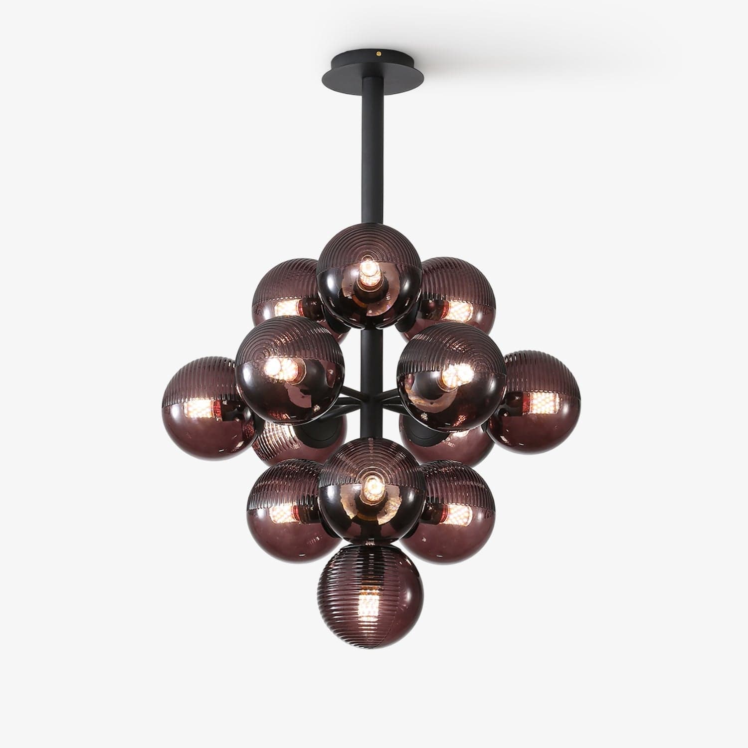 Grape Pendant Lamp Black Glass Cluster Ceiling Light | Decorative Sculptural Design | G9 LED Compatible | Statement Indoor Lighting