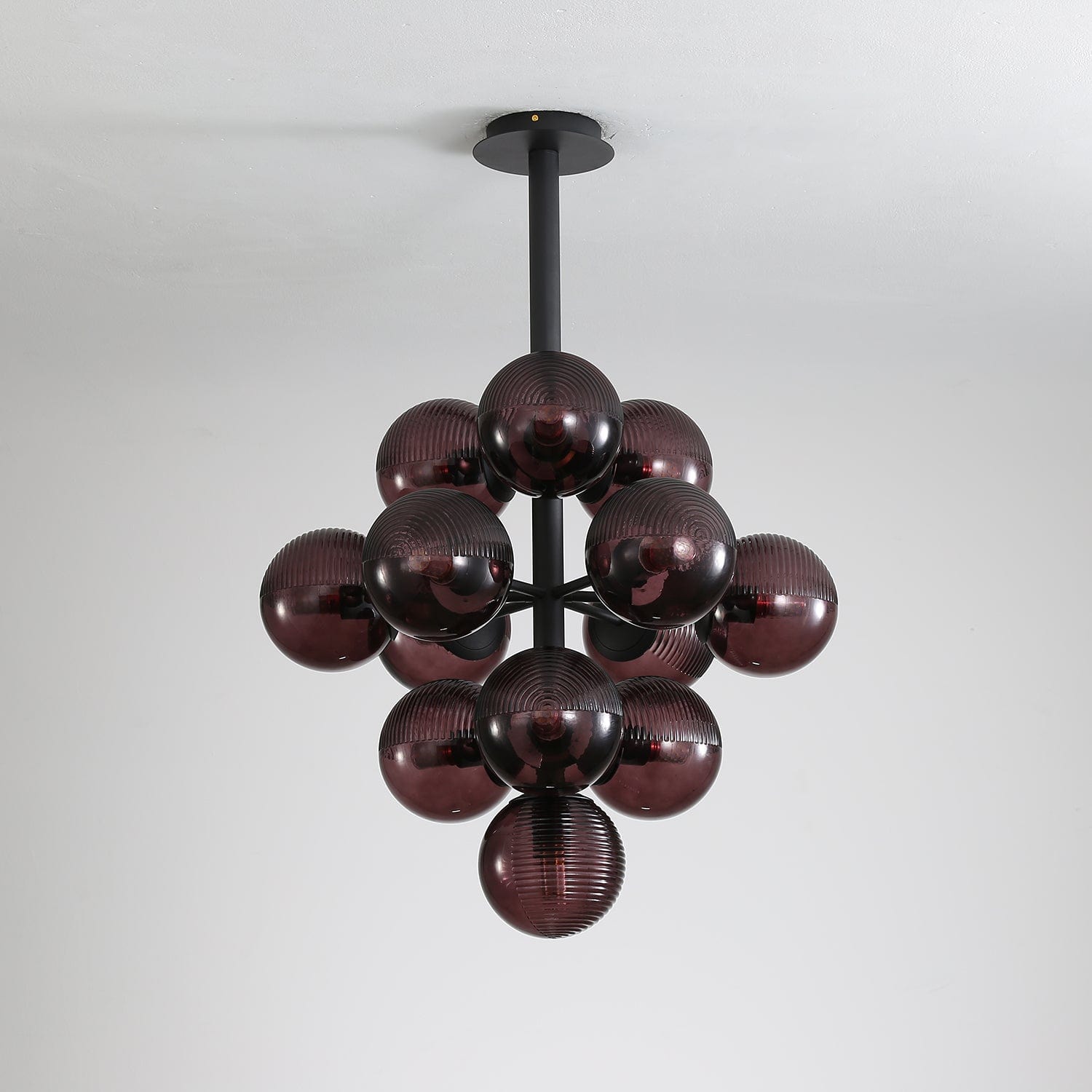 Grape Pendant Lamp Black Glass Cluster Ceiling Light | Decorative Sculptural Design | G9 LED Compatible | Statement Indoor Lighting