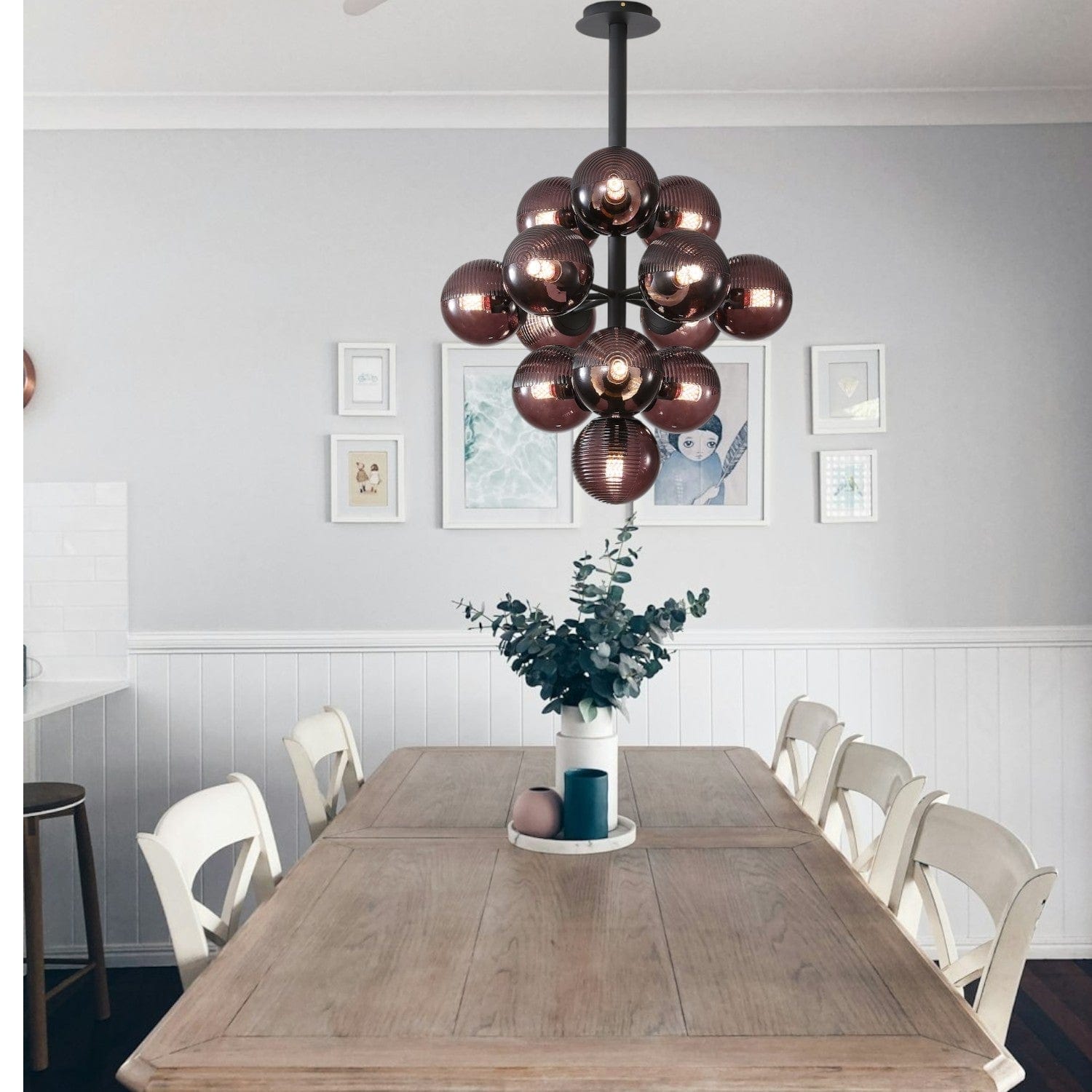 Grape Pendant Lamp Black Glass Cluster Ceiling Light | Decorative Sculptural Design | G9 LED Compatible | Statement Indoor Lighting