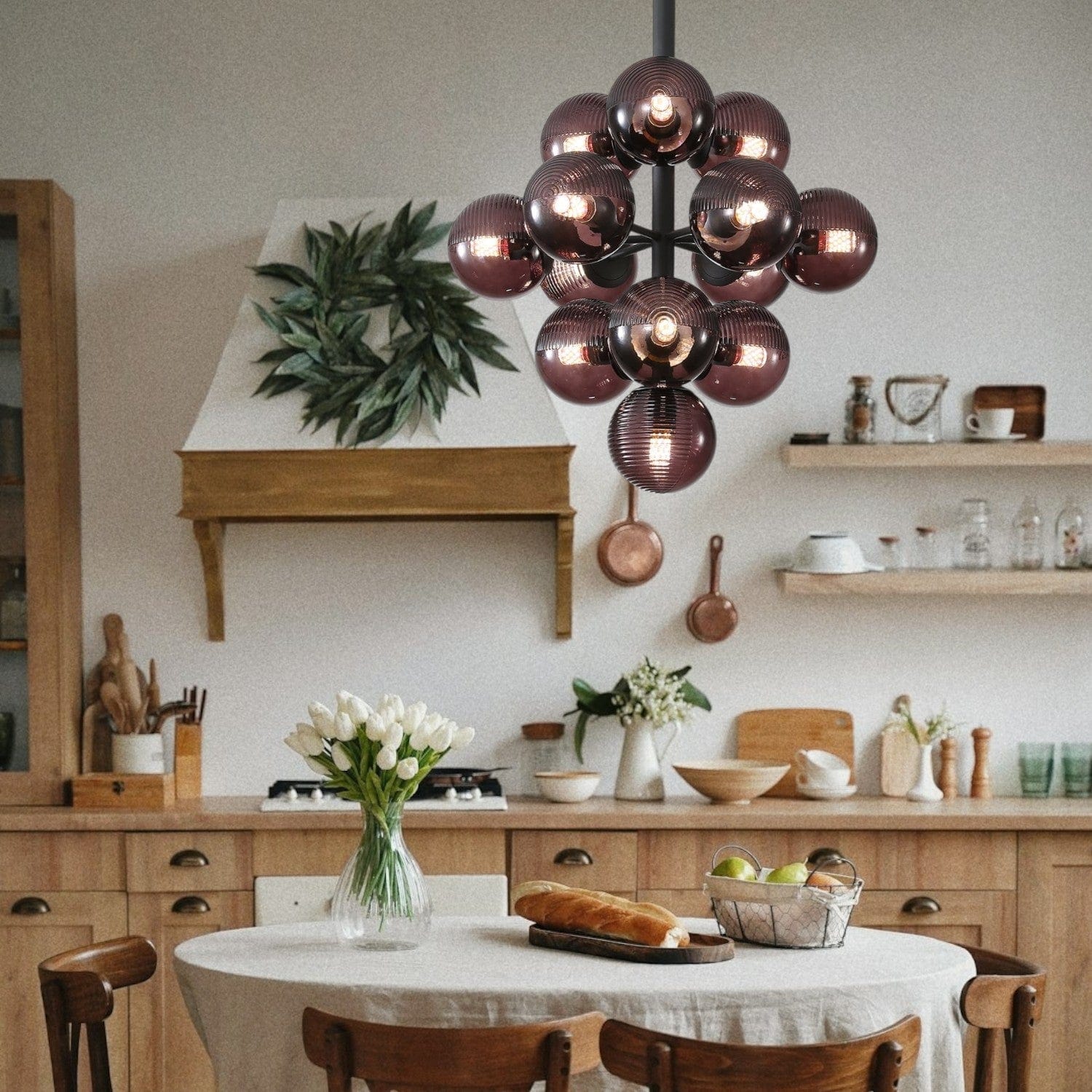 Grape Pendant Lamp Black Glass Cluster Ceiling Light | Decorative Sculptural Design | G9 LED Compatible | Statement Indoor Lighting
