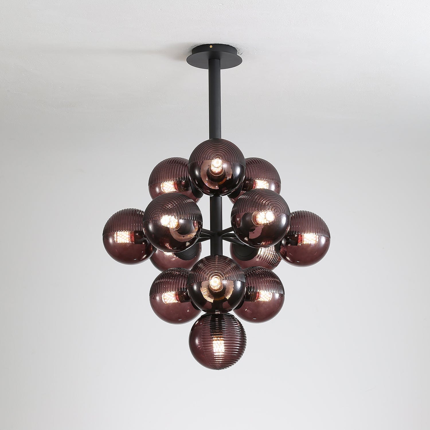 Grape Pendant Lamp Black Glass Cluster Ceiling Light | Decorative Sculptural Design | G9 LED Compatible | Statement Indoor Lighting