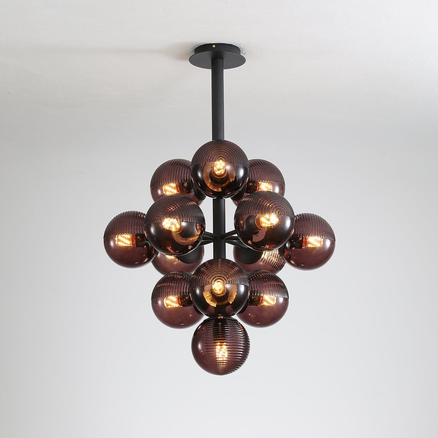 Grape Pendant Lamp Black Glass Cluster Ceiling Light | Decorative Sculptural Design | G9 LED Compatible | Statement Indoor Lighting